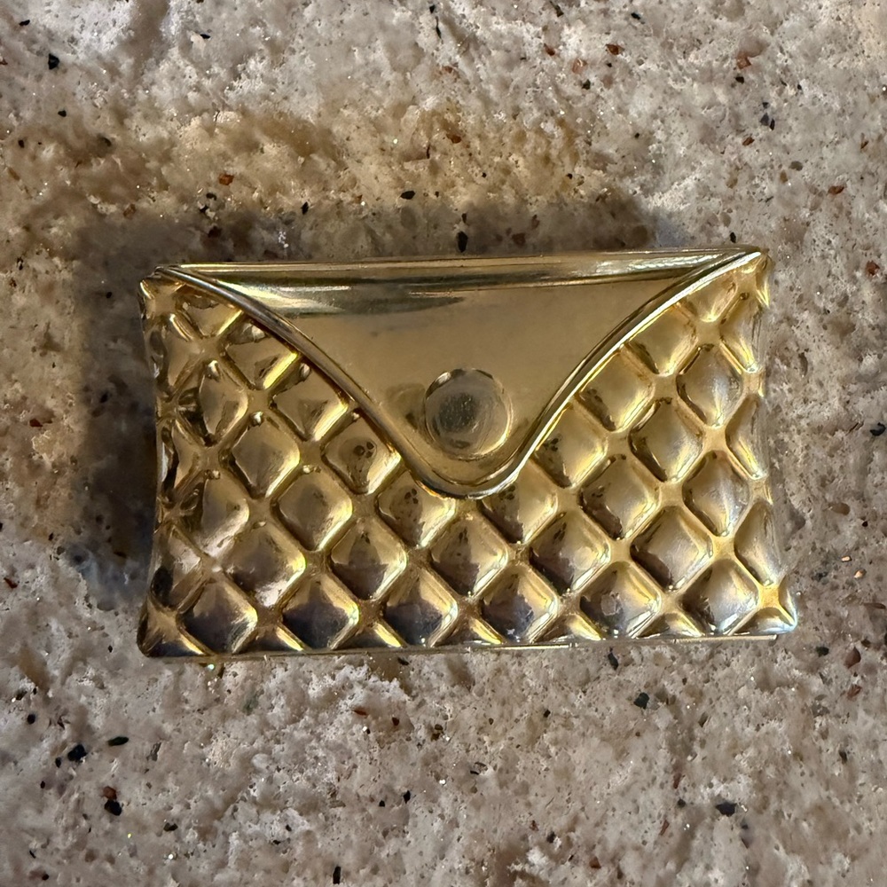 Vintage 1960s Gold Quilted-look Compact Mirror